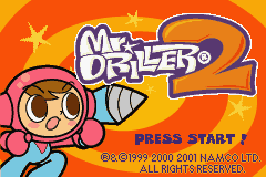 Mr. Driller 2 title screen for GameBoy Advance